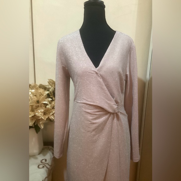 NWT Elegant Pink Wrap Dress - Picture 2 of 6